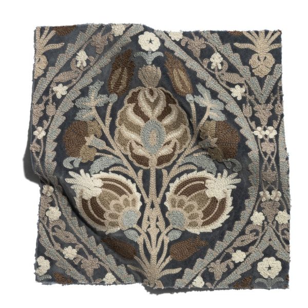 Blue and brown floral pattern on fabric, perfect for top fabric online in Mumbai. Pure concept home