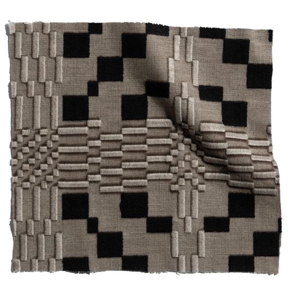 Geometric square pattern in black and white on fabric, available online in Mumbai for a modern home decor