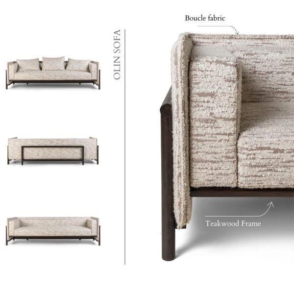 Sofa with fabric upholstery and wooden frame, available at Premium Furniture Store, The Pure Concept Home