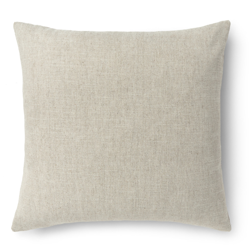 Beige cotton-linen blend decorative cushion