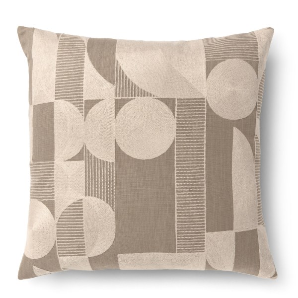 Ivory neutral cushion with geometric embroidery