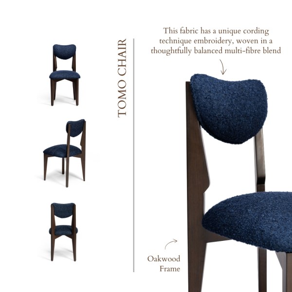 Modern TOMO chair featuring plush upholstery and minimalist design