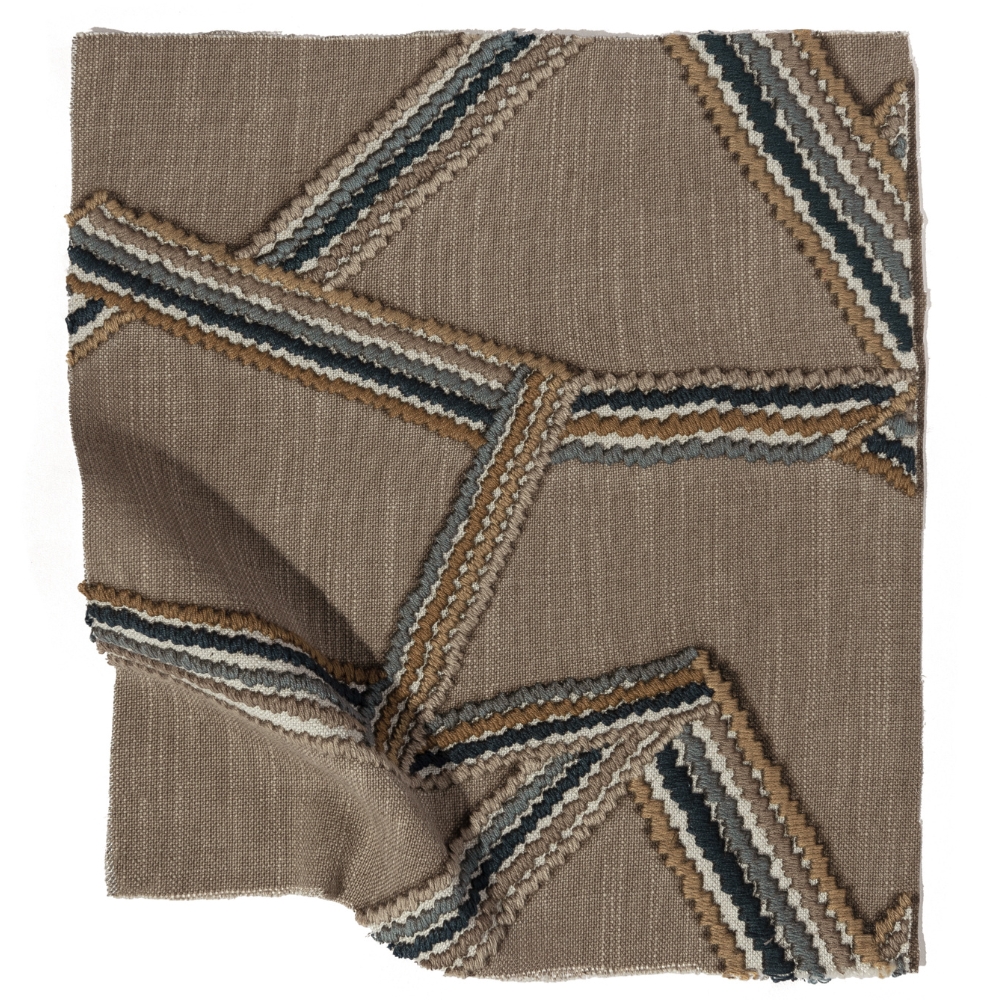 FREYA Rust Brown Embroidered Cotton-Linen Fabric Swatch