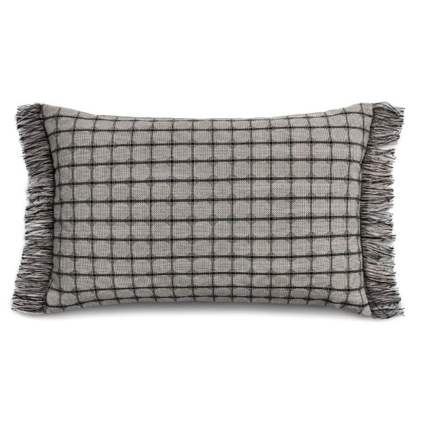 Kumo ash & smoke cotton cushion with grid design