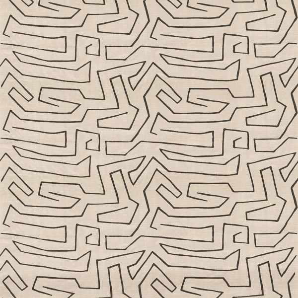 Graphic Ivory and Neutral Cotton Linen Jacquard Fabric