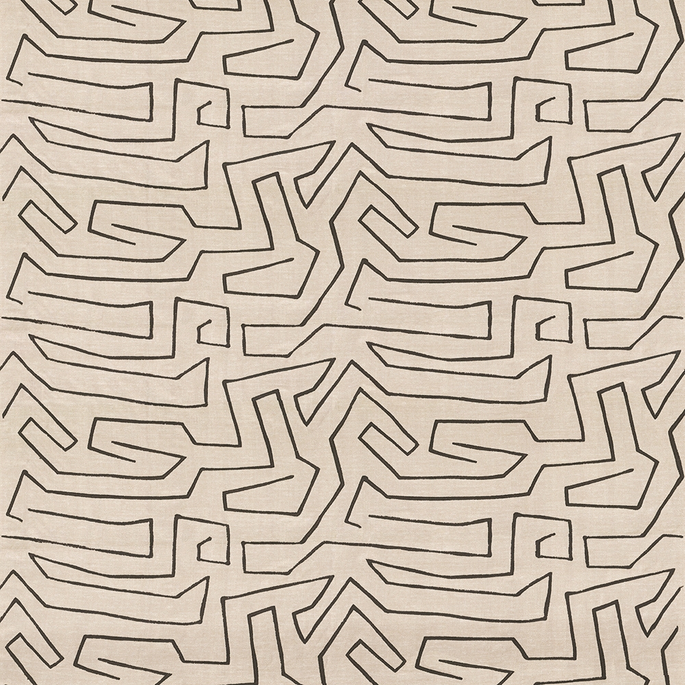 Graphic Ivory and Neutral Cotton Linen Jacquard Fabric