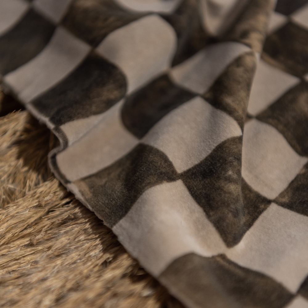 100% Cotton Velvet Fabric YUBI – Fern & Grass Tiles