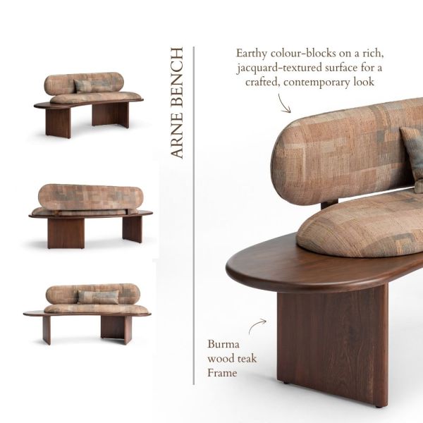 Wooden long bench for living room | Arne Teak Bench